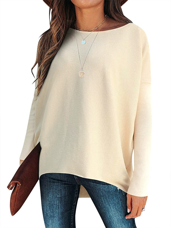 Dolman Sleeve Knitted Pullover Sweater