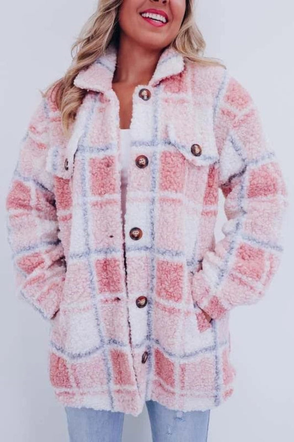 Teddy Plaid Wool Jacket